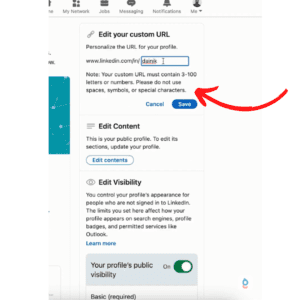custom linkedin profile URL